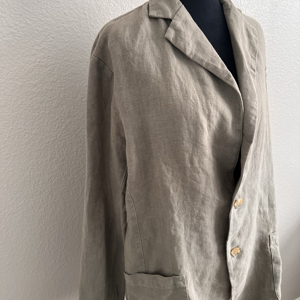 Velvet by Graham & Spencer Women's Large Blazer 100% Linen Light Green NWT - Picture 3 of 13